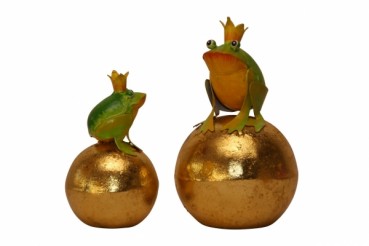 Frosch auf goldener Kugel groß metall 18x13cm von Pape