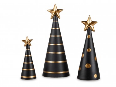 Weihnachtsbaum klein schwarz/gold Steingut 19cm von Formano