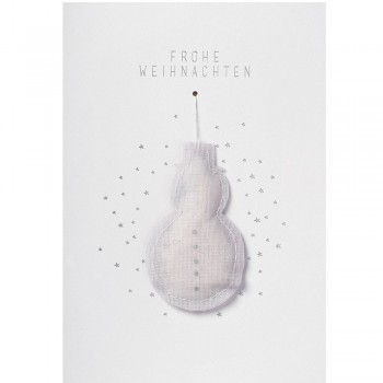 Weihnachtskarte Schneemann mit Gazeanhänger von Räder Design
