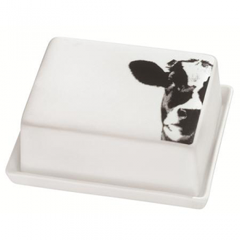 Butterdose groß Kuh Porzellan Räder Design