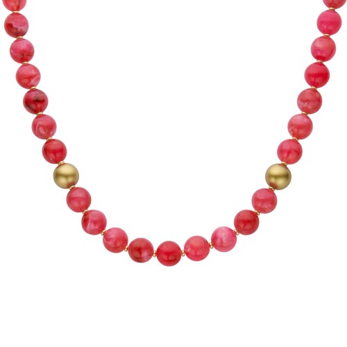 Kette Kugeln Pink und goldfarben Modeschmuck Vintage Retro von Biba