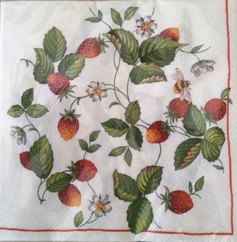 Erdbeer Serviette Alpine Strawberry 33x33cm Roy Kirkham